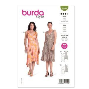 Burda Pattern 5899 Misses Sleeveless V-Veck Dress Sundress Midi Hi Lo Sizes 8-18